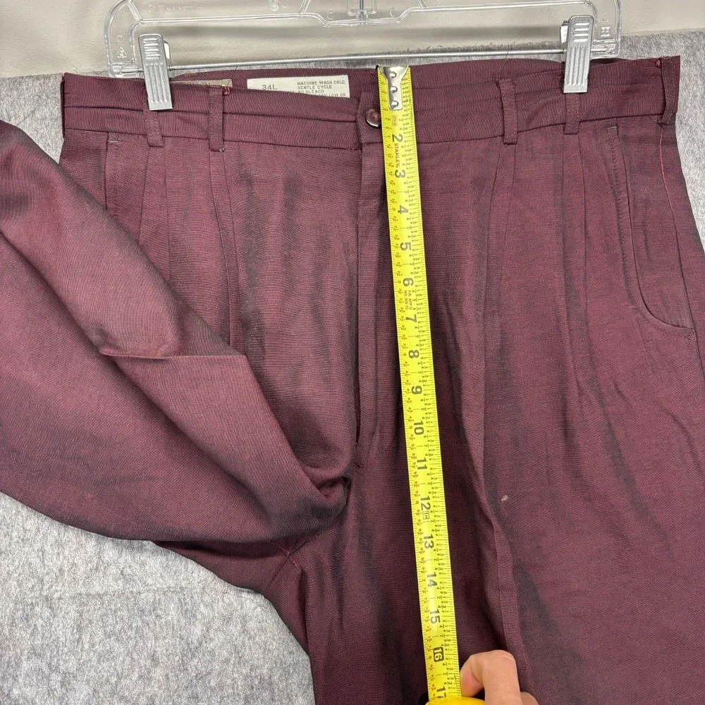 True Vintage Policy Designs Trouser Pants Rayon Maroon Men's 34x26 Balloon 60s